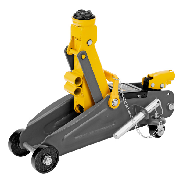 Домкрат гидравлический подкатной с фиксатором, 2 т, 130-330 мм Denzel цена