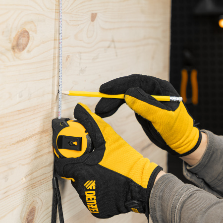 Рулетка 3м х 13мм, двухкомп. корпус, кнопка-пауза Denzel цена