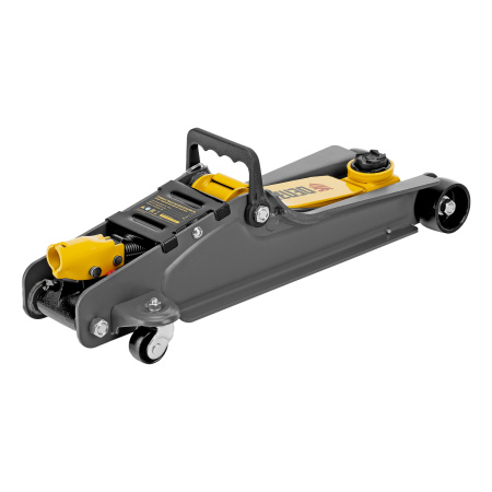 Домкрат гидравлический подкатной с фиксатором, 2,5 т,  85-385 мм, в пласт. кейсе Denzel цена