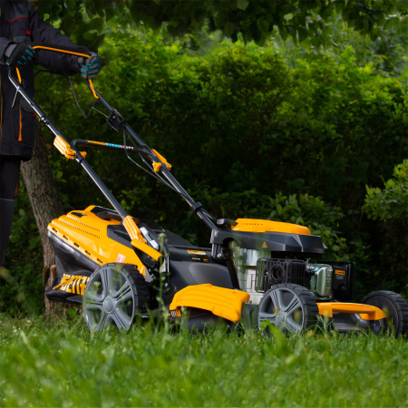 Газонокосилка бензиновая GLD-520SP, 196 куб.см, ширина 52 см, привод, 7 уровней,травосборник 60 л Denzel цена