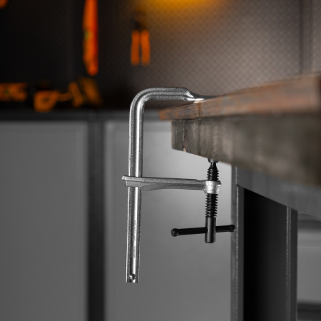 Струбцина F-образная, 80x150мм, кованая Denzel цена