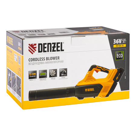 Воздуходувка аккумуляторная RB180-36, Li-ion, 36 В, 4 Ач, 180 км/ч, 820 м3/ч Denzel цена