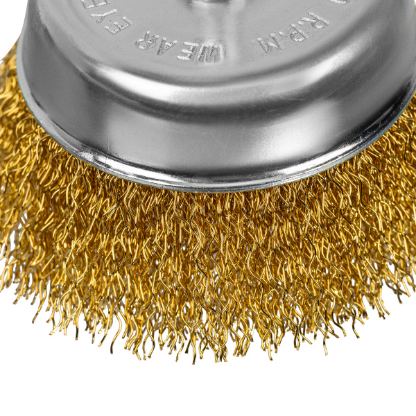 Щетка для дрели, 75 мм, "чашка" со шпилькой, латунированная витая проволока Matrix