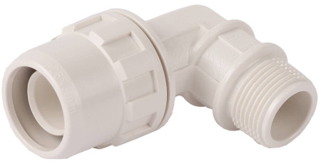 Муфта ЗУБР ″ШиреФит″ соединительная угловая 90°, ″штуцер с гайкой - внешняя резьба″, 26мм-3/4″