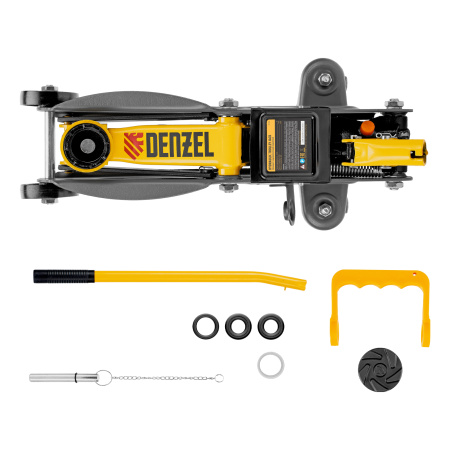 Домкрат гидравлический подкатной с фиксатором, 2 т, 130-330 мм Denzel цена