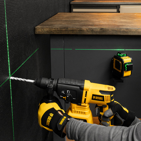 Лазерный уровень мультипризм. LXI 360-2 Green, 30 м, 520 Нм, акк. Li 2800 mAh, резьба 1/4" Denzel цена
