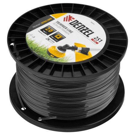 Леска для триммера двухкомпонентная квадрат, 2,0мм х 251м, на DIN катушке EXTRA CORD Denzel цена