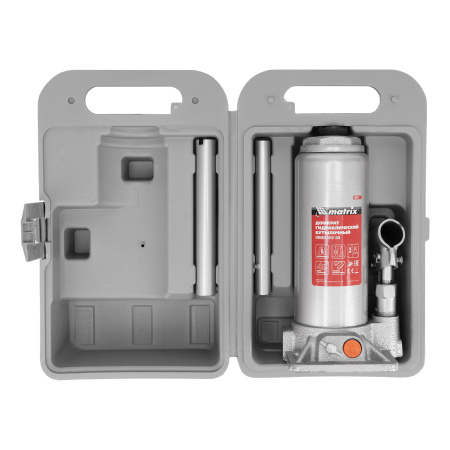 Домкрат гидравлический бутылочный, 6 т, h подъема 216-413 мм, в пластиковом кейсе Matrix цена