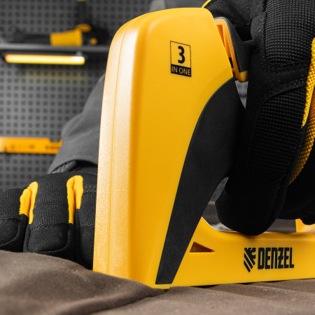 Степлер мебельный, пластиковый корпус, тип скобы: 13, 53, 300, 6-14 мм, Denzel цена