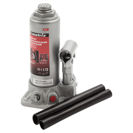 Домкрат гидравлический бутылочный, 3 т, высота подъема 194-372 мм Matrix цена