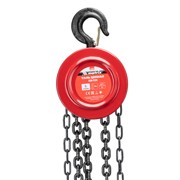 Таль цепная, 1 т, H подъема 2.5 м, расстояние между крюками 300 мм Matrix цена