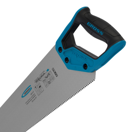 Ножовка по дереву Piranha, усиленное трапецевидное полотно, 500 мм, 11-12 TPI, зуб3D, каленый зуб, двухкомпонентная рукоятка Gross цена