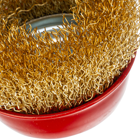 Щетка для УШМ, 65 мм, М14, "чашка", латунированная витая проволока Matrix