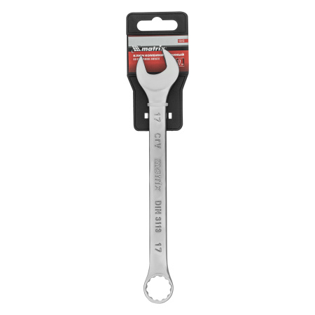 Ключ комбинированный, 17 мм, CrV, матовый хром Matrix