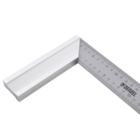 Угольник стальной 250 мм, нержавеющая сталь, градуировка, алюминиевое основание Denzel цена