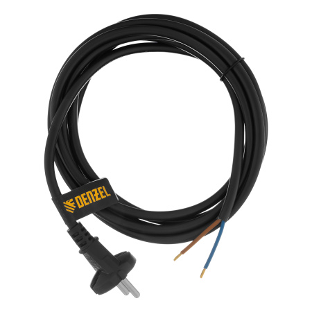 Шнур сетевой Energy Series, ПВС, 3 м, 2 x 1,5 мм, с неразборной вилкой, черный, Denzel цена