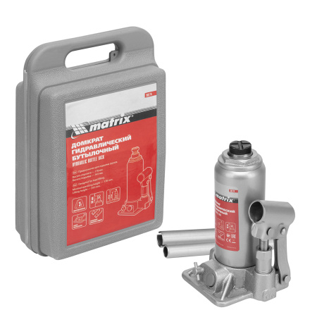 Домкрат гидравлический бутылочный, 3 т, h подъема 178-343 мм, в пластиковом кейсе Matrix цена