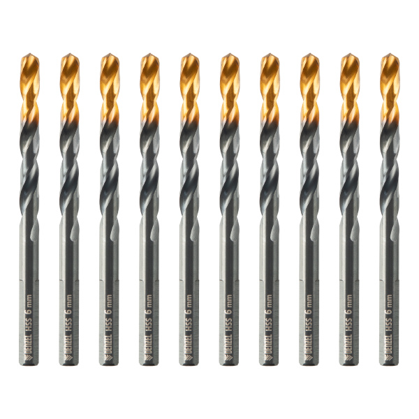 Сверло по металлу, 6 мм, HSS-Tin, Golden Tip, 10 шт. Denzel