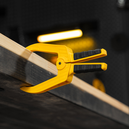 Струбцина клещеобразная, удлиненная 50 х 80 мм двухкомпонентные рукоятки Denzel цена