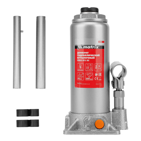 Домкрат гидравлический бутылочный, 8 т, h подъема 230-457 мм Matrix цена