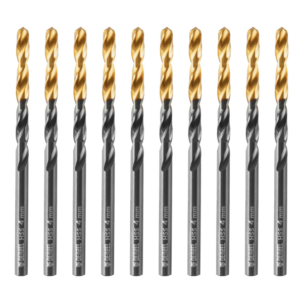 Сверло по металлу, 4 мм, HSS-Tin, Golden Tip, 10 шт. Denzel