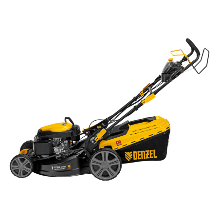 Газонокосилка бензиновая GLD-520SP-VE, 196 см3, ширина 52 см, привод, вариатор, электрический старт, 60 л Denzel цена