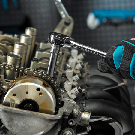 Ключ-трещотка 3/8", CrV, 120 зубьев, цельнометаллический, хром Gross