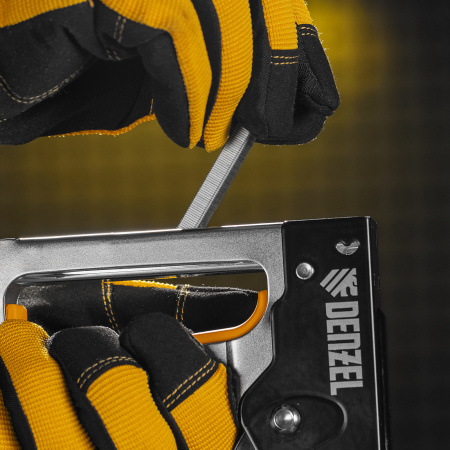 Степлер металлический, скобы в комплекте, 2К рукоятка, тип 53, 6-10 мм Denzel цена