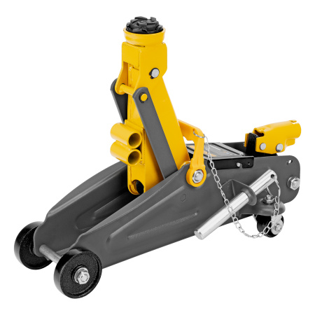 Домкрат гидравлический подкатной с фиксатором, 2 т, 130-330 мм Denzel цена