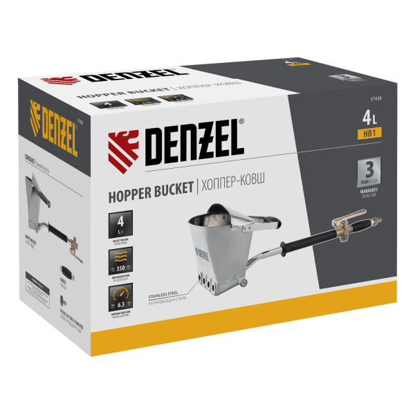 Хоппер-ковш HB1, 4 л, 350 л/мин Denzel цена