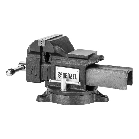 Тиски слесарные BVH-100, 100 мм, поворотные, стальная направляющая, с наковальней //Denzel