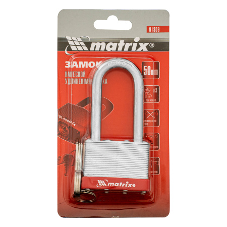 Замок навесной, 50 мм, удлиненная дужка Matrix цена