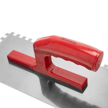 Гладилка стальная, 280 x 130 мм, зеркальная полировка, пластмастмассовая ручка, зуб 8 x 8 мм Matrix цена