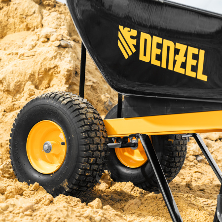 Тачка строительная, усиленная, объем 140 л, 250 кг, двухколесная, колесо 15х6.00-6 Denzel цена