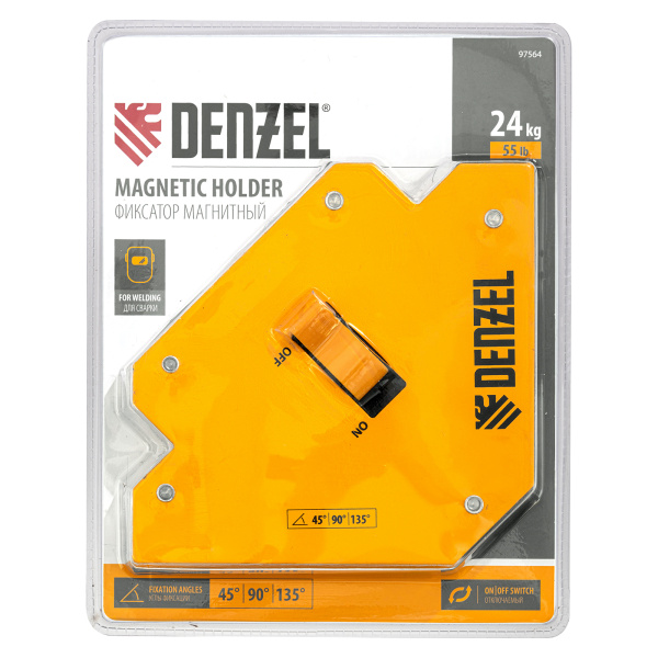 Фиксатор магнитный отключаемый для сварочных работ усилие 55 LB, 45х90х135 град. Denzel