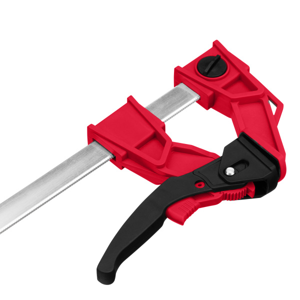 Струбцина реечная быстрозажимная, усиленная, пластиковый корпус рычажно-храповой механизм, 800 х 100 х 951 мм, штанга 5 х 22 мм Matrix цена