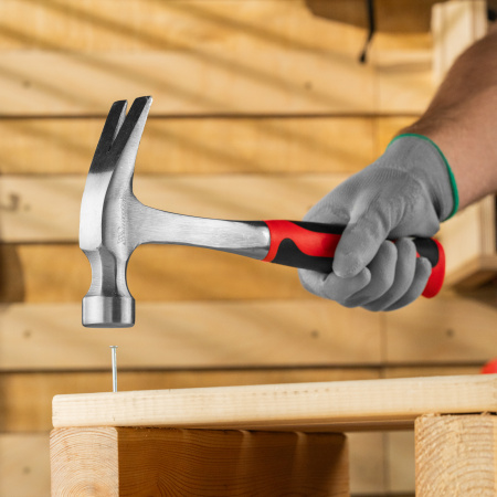 Молоток-гвоздодер, 570 г, цельнометаллический, двухкомпонентная рукоятка Matrix