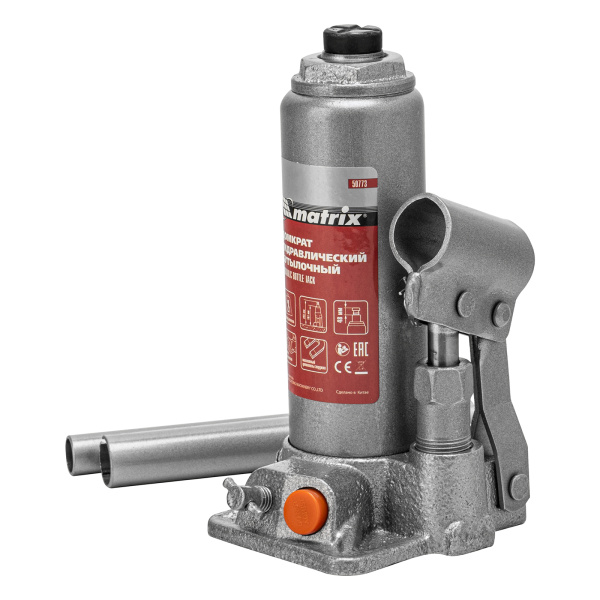 Домкрат гидравлический бутылочный, 2 т, h подъема 181-345 мм, в пластиковом кейсе Matrix цена