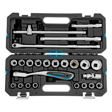 Набор инструментов, 1/2", CrV, 120 зубьев, 24 предмета Gross