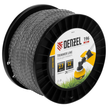 Леска для триммера двухкомпонентная витой квадрат, 2,7мм х 196м, на DIN катушке EXTRA CORD Denzel цена