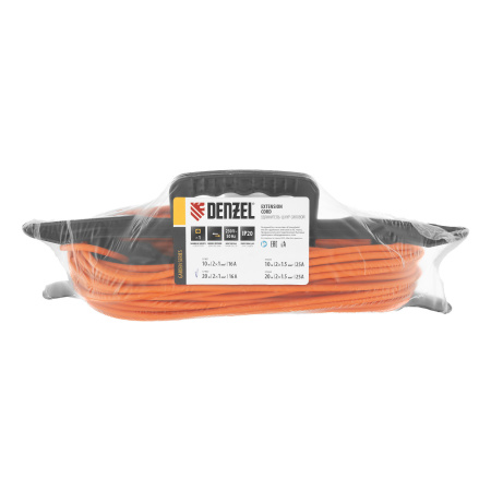 Удлинитель-шнур силовой Garden Series, б/з, ПВС, 20м, 1 розетка, 2 x 1 мм, Denzel цена