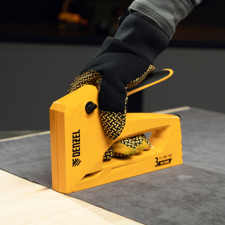 Степлер мебельный, алюминиевый корпус, тип 53, 6-14 мм, тип 300, 15 мм, тип 500, 15 мм Denzel цена