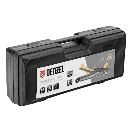 Домкрат гидравлический подкатной с фиксатором, 2,5 т,  85-385 мм, в пласт. кейсе Denzel цена