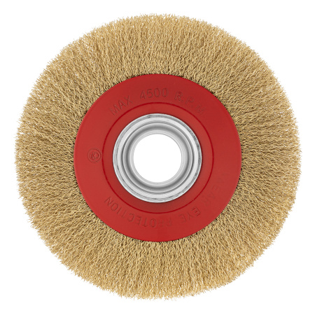 Щетка для точила, 200 мм, посадка 32 мм, плоская, латунированная витая проволока Matrix