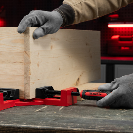 Струбцина угловая, быстрозажимная, 65/65 мм, двухкомпонентные обрезиненные рукоятки Matrix цена