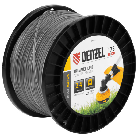 Леска для триммера двухкомпонентная квадрат, 2,4мм х 175м, на DIN катушке EXTRA CORD Denzel цена