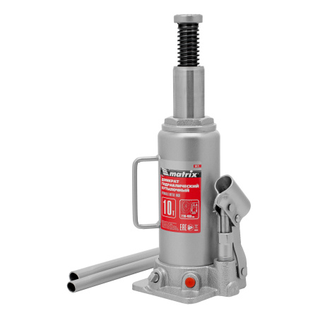 Домкрат гидравлический бутылочный, 10 т, высота подъема 230-460 мм Matrix цена