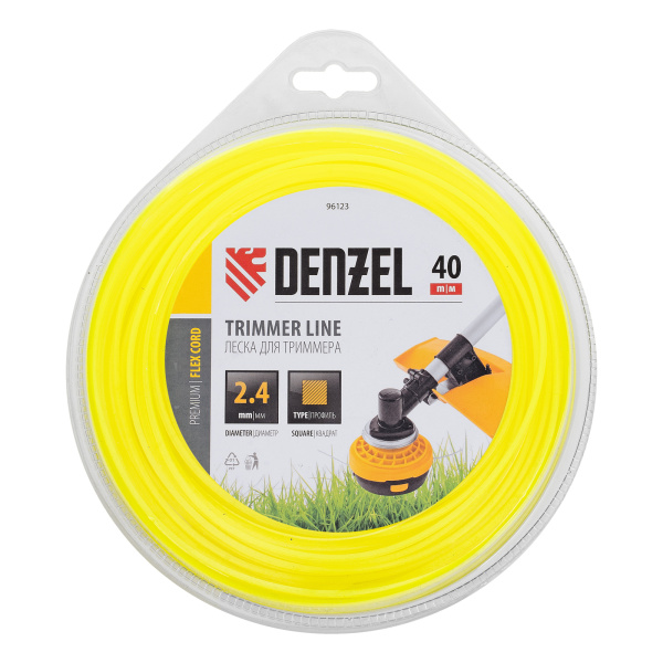 Леска для триммера, квадрат 2.4 мм х 40 м, блистер Flex cord Denzel цена