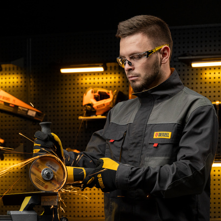 Очки защитные открытые, поликарбонатные, прозрачная линза, 2х комп.дужки Denzel цена