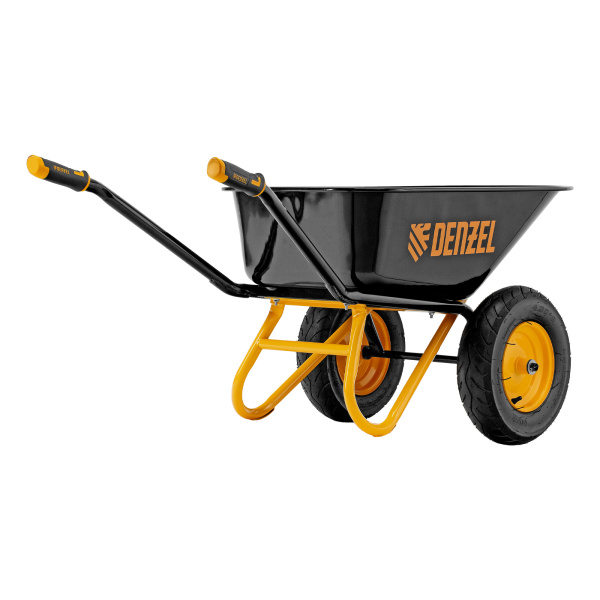 Тачка строительная, усиленная, объем 120 л, 350 кг, двухколесная, колесо 16х4.00-8 Denzel цена